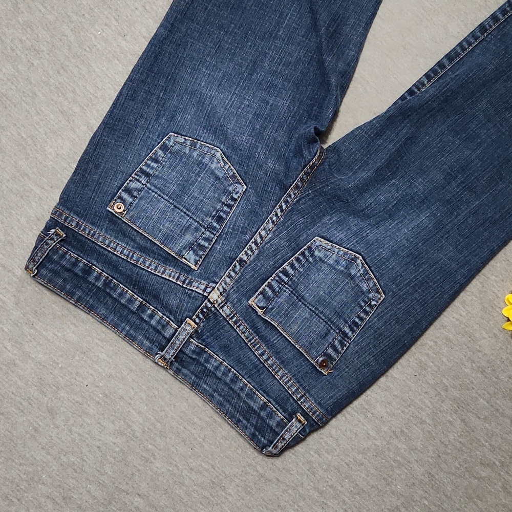 Vintage Y2K Bitten Mid Rise Bootcut Kick Flare Leg Blue Denim Jeans - Picture 3 of 12